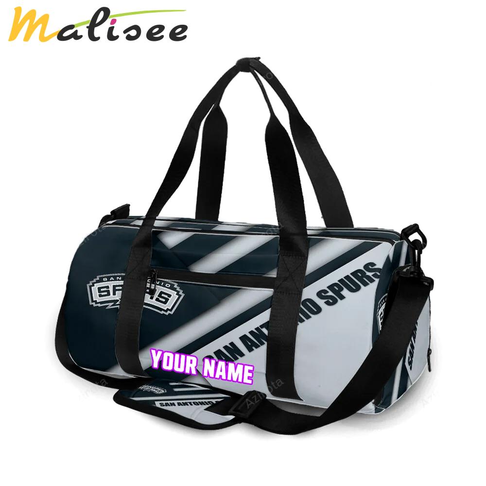 San antonio spurs black white personalized name travel bag gym bag 2384 Travel Bag