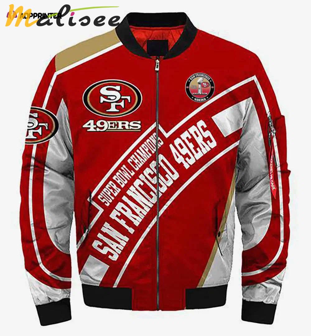 San francisco 49ers super bowl lvi champions red white bomber jacket Bomber Jacket