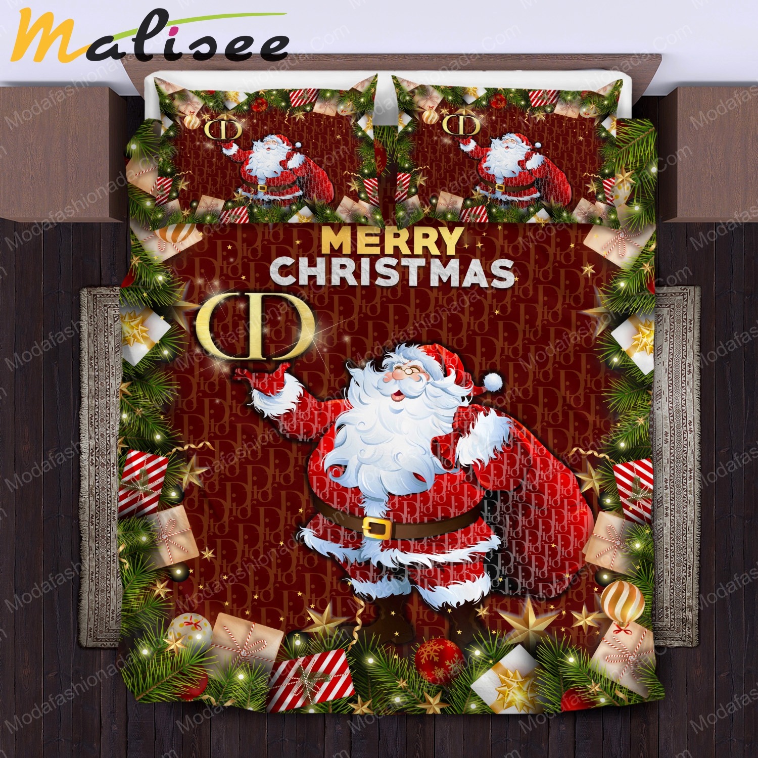 Santa claus dior logo type 1616 Bedding Sets covers blankets sheets bed linen hyperbeast Bedroom home decor luxury ideas bedspread bedclothes premium fashion brand duvet