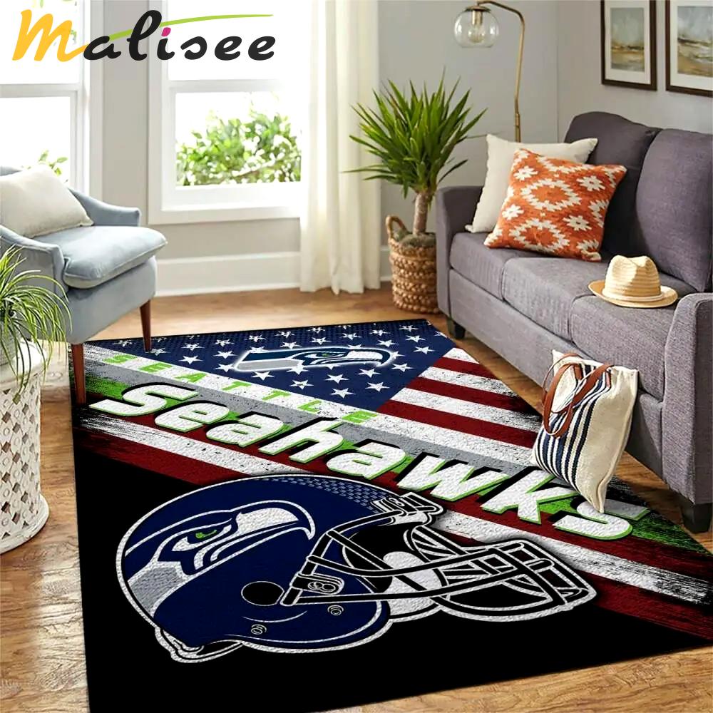 Seattle seahawks nfl area rugs american flag style living room sports rug Rectangle Rug