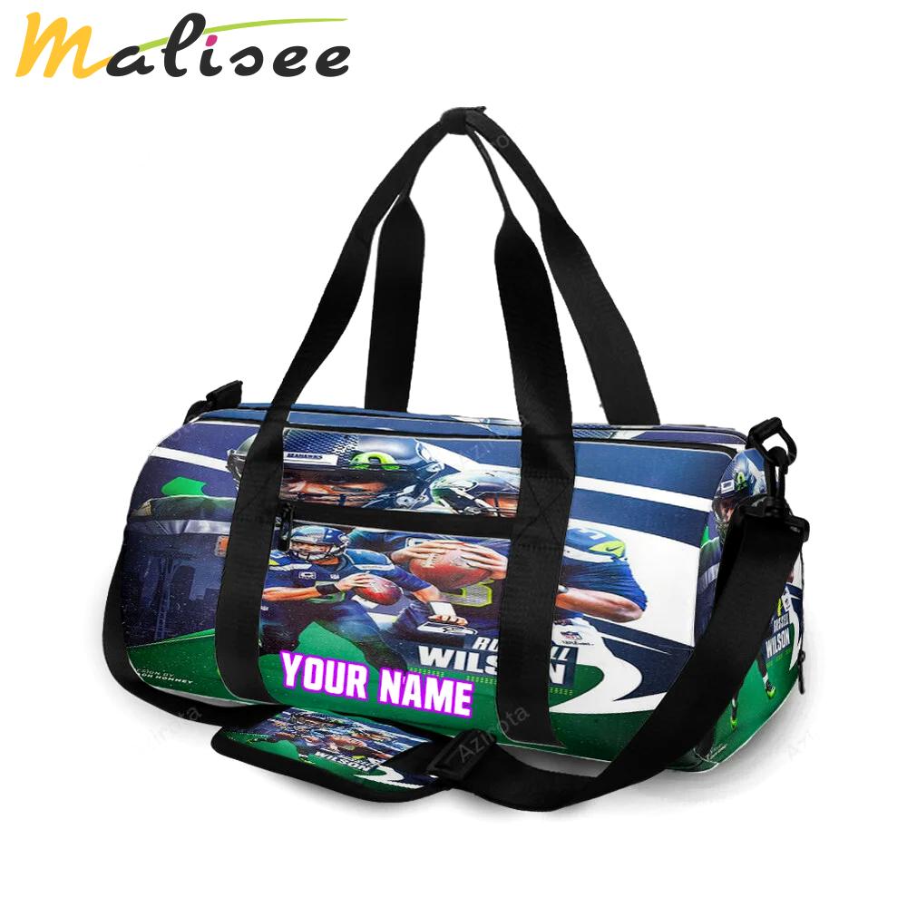 Seattle seahawks russell wilson6 personalized name travel bag gym bag 774 Travel Bag
