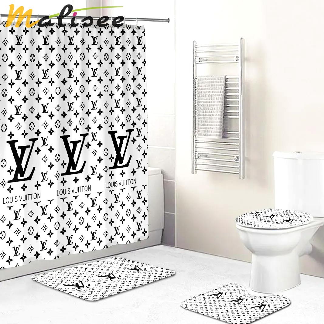 Shower curtains louis vitton black and white logo full bathroom sets 383 Bathroom Set