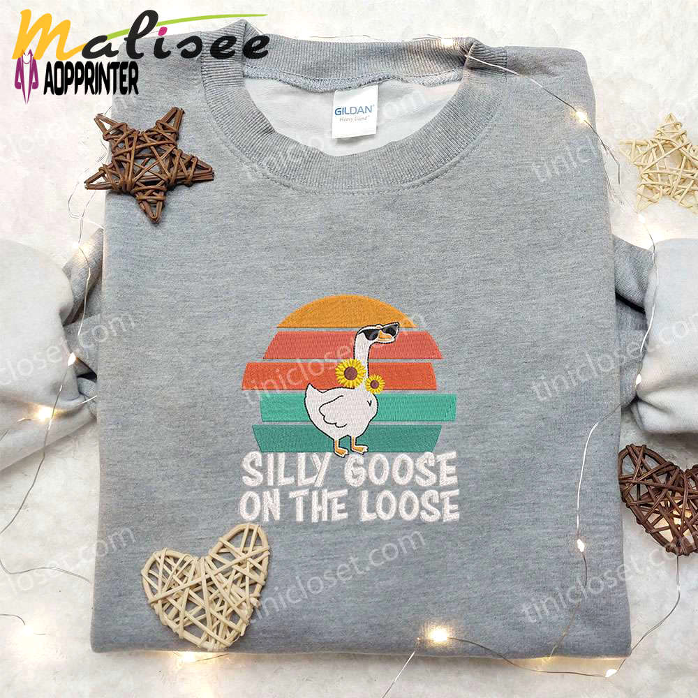Silly goose on the loose: animal & funny embroidered shirt Embroidered Shirt