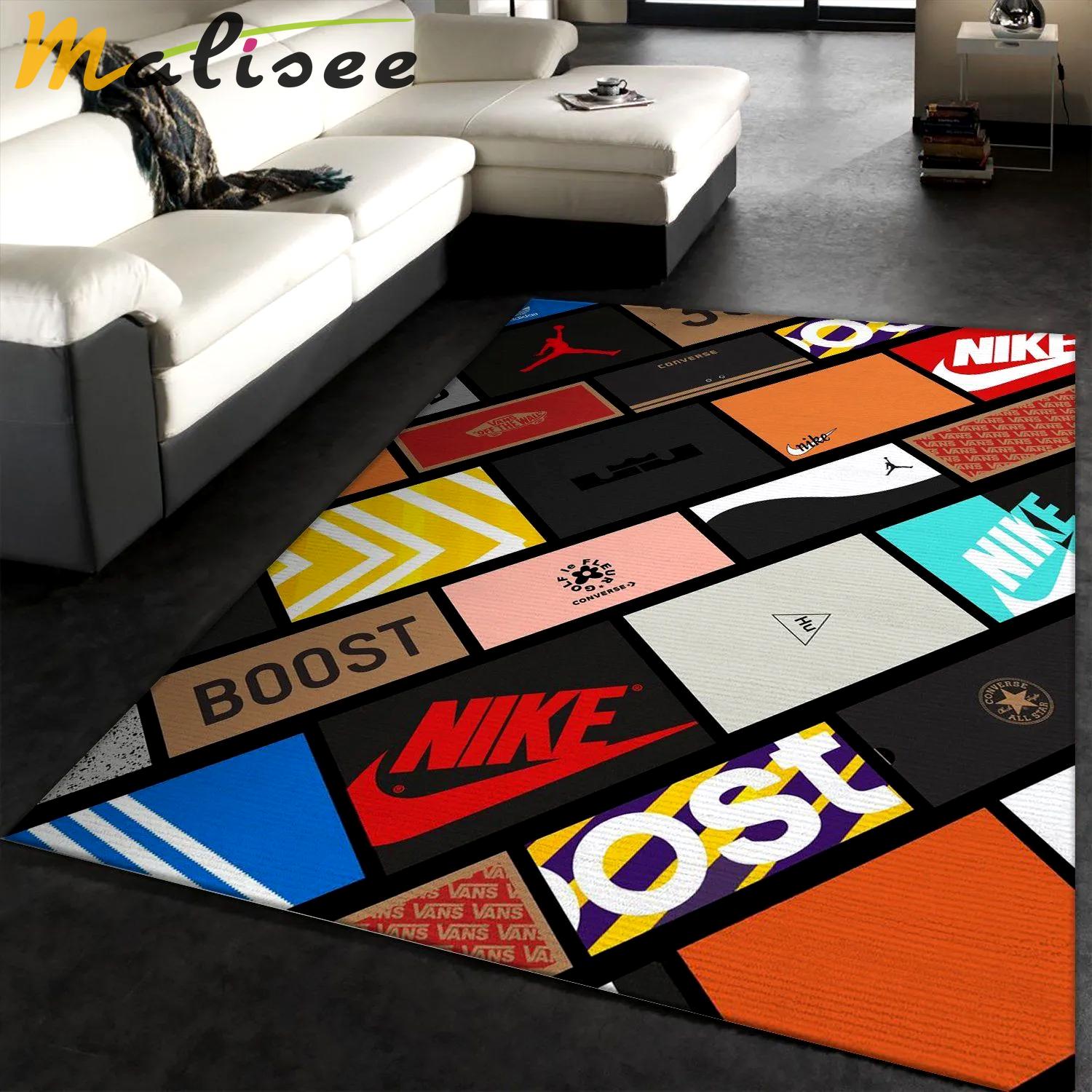 Sneaker box logo type 82. Upgrade Your Living Room with Luxury Home Decor: Area Carpets, Floor Decor, Door Mats, and Hot Gift Items with style a High-End Fashion Brand Rectangle Rug