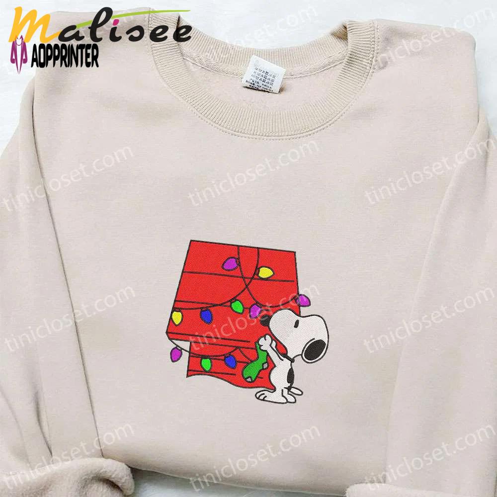 Snoopy christmas house shirt & peanuts cartoon hoodie: best family christmas gifts Embroidered Shirt