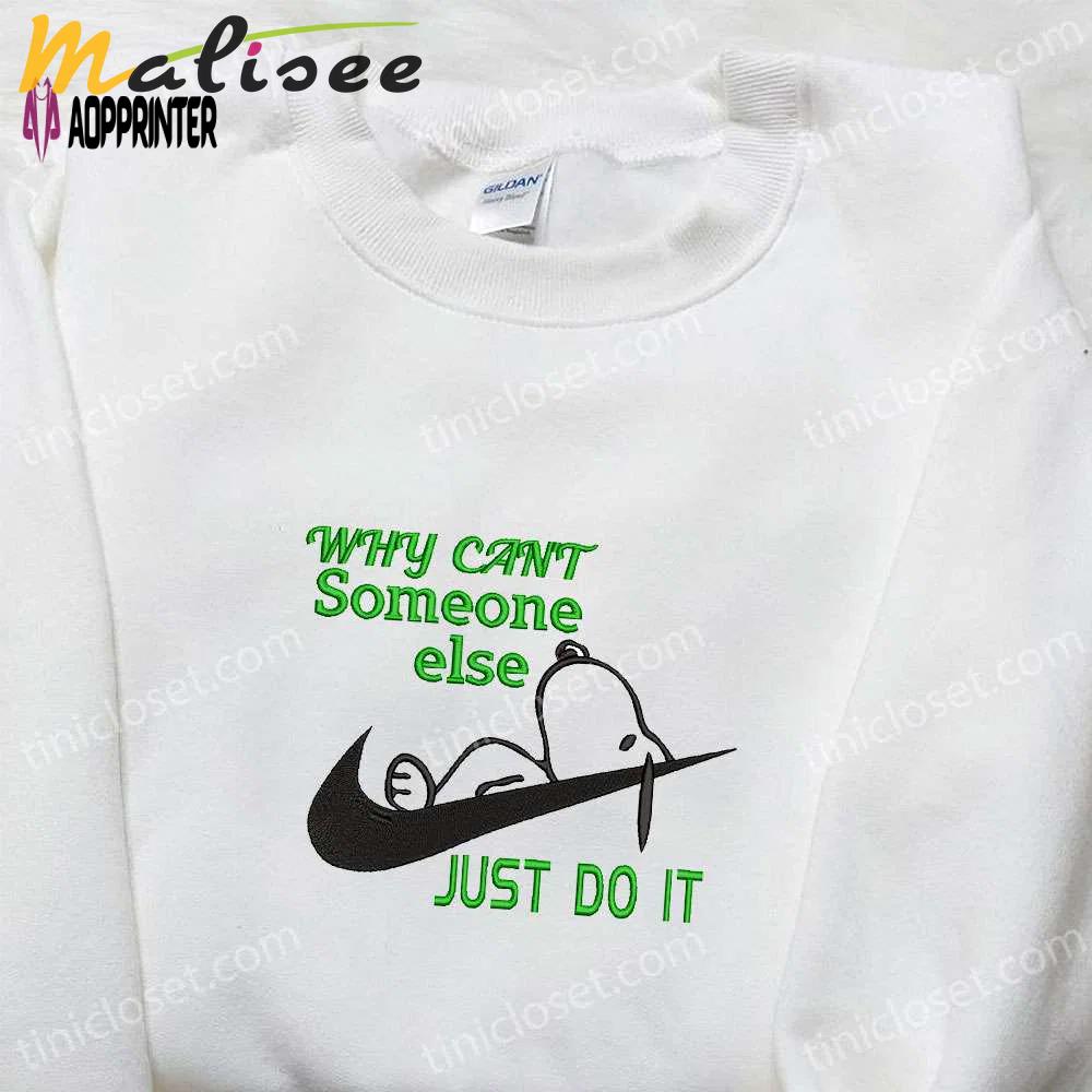 Snoopy just do it x nike embroidered tshirt – nike inspired shirt perfect family gift Embroidered Shirt