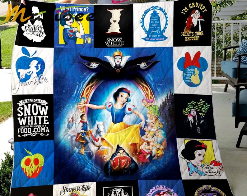 Snow white and seven dwarfs blanket, snow white blanket, princess blanket, birthday gifts for kids, christmas gifts Quilt Blanket