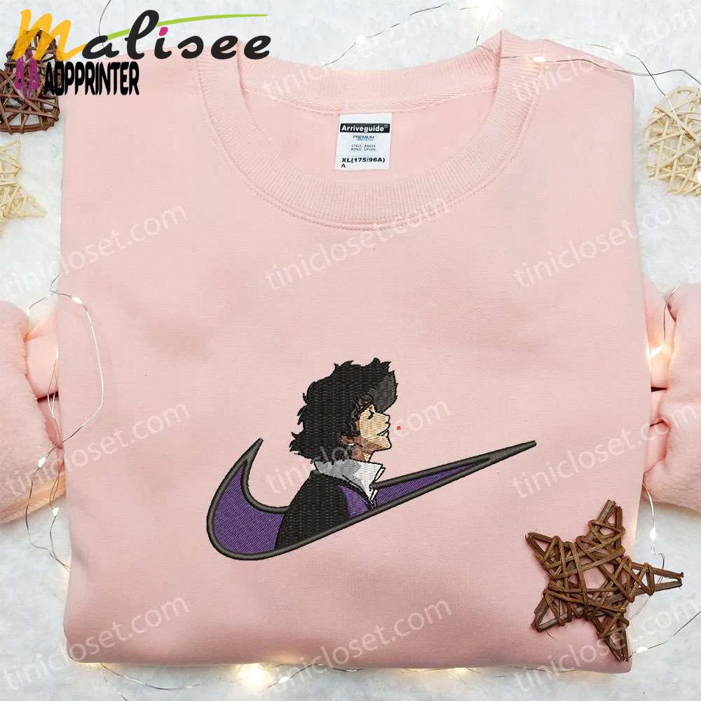Spike spiegel x swoosh embroidered t-shirt cowboy bebop anime hoodie & nike inspired sweatshirt Embroidered Shirt