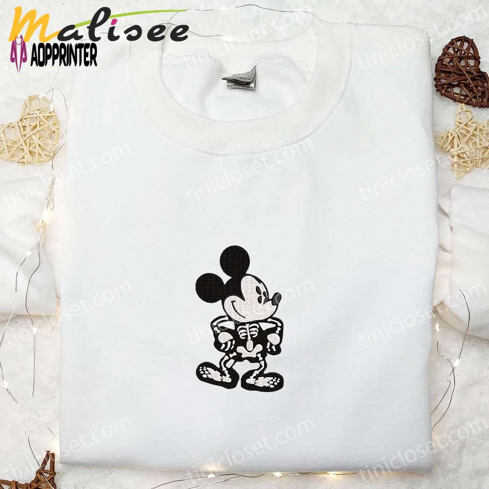 Spook-tacular mickey skeleton & disney halloween embroidered shirt – best family halloween gift Embroidered Shirt
