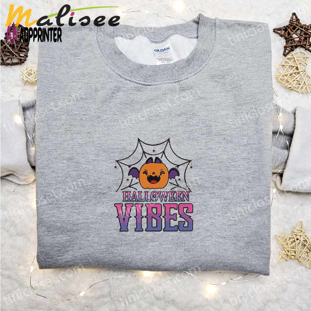 Spooktacular halloween vibes pumpkin sweatshirt & hoodie: best gift ideas Embroidered Shirt