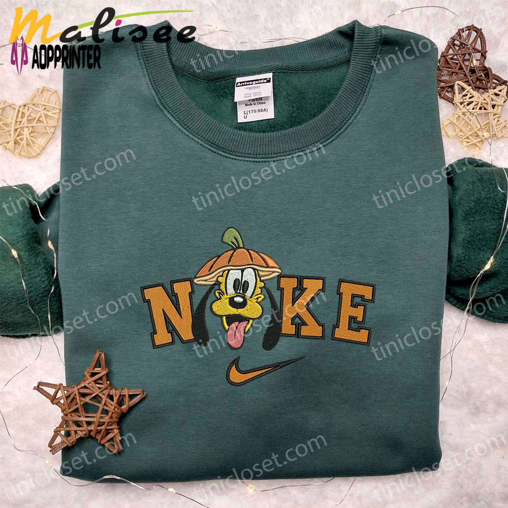 Spooktacular nike x pluto halloween pumpkin hoodie t-shirt & sweatshirt – embroidered delight! Embroidered Shirt