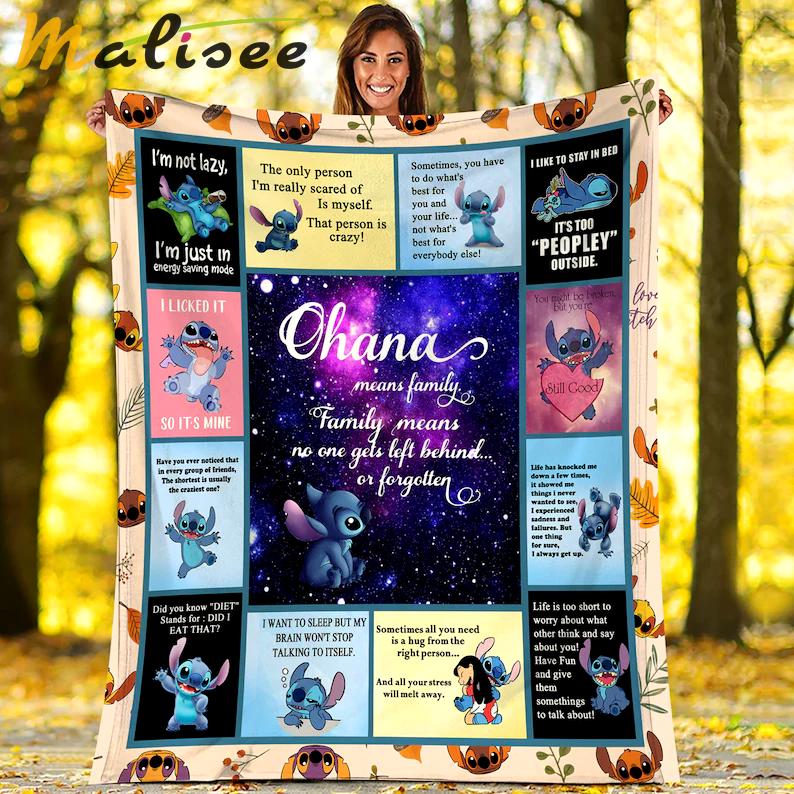 Stitch funny fleece blanket quilt ohana means family fleece blanket quilt Quilt Blanket