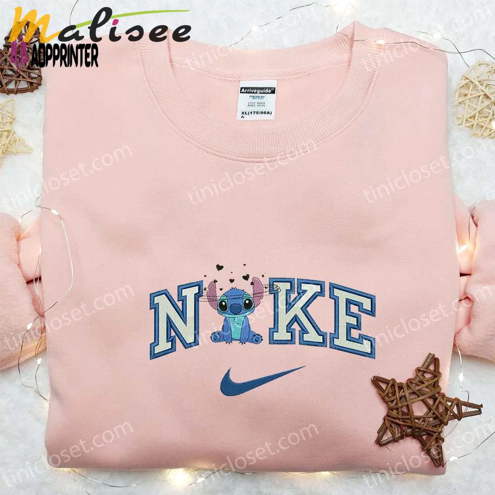 Stitch love confuse x nike embroidered sweatshirt: lilo and stitch disney shirt perfect valentine gift Embroidered Shirt