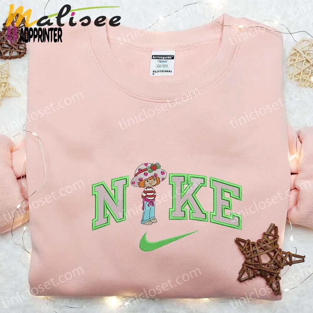 Strawberry shortcake x nike cartoon embroidered sweatshirt: nike inspired hoodie perfect family gift Embroidered Shirt