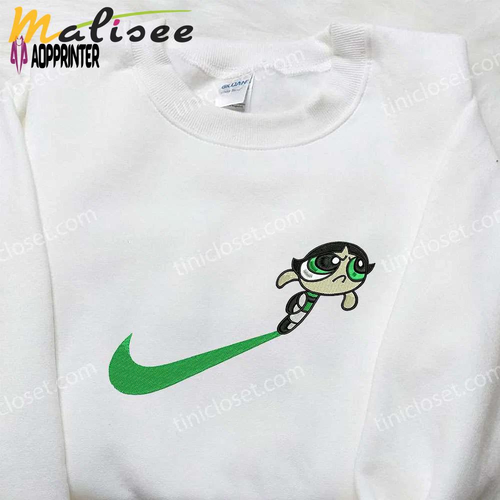 Stylish buttercup x nike swoosh & powerpuff girls embroidered shirt – nike inspired Embroidered Shirt