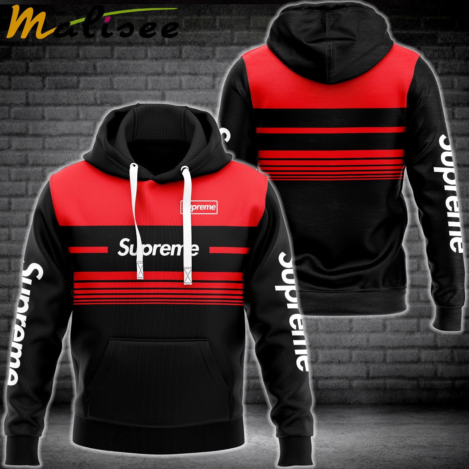 Supreme black luxury brand premium hoodie for men women Hoodie 3D