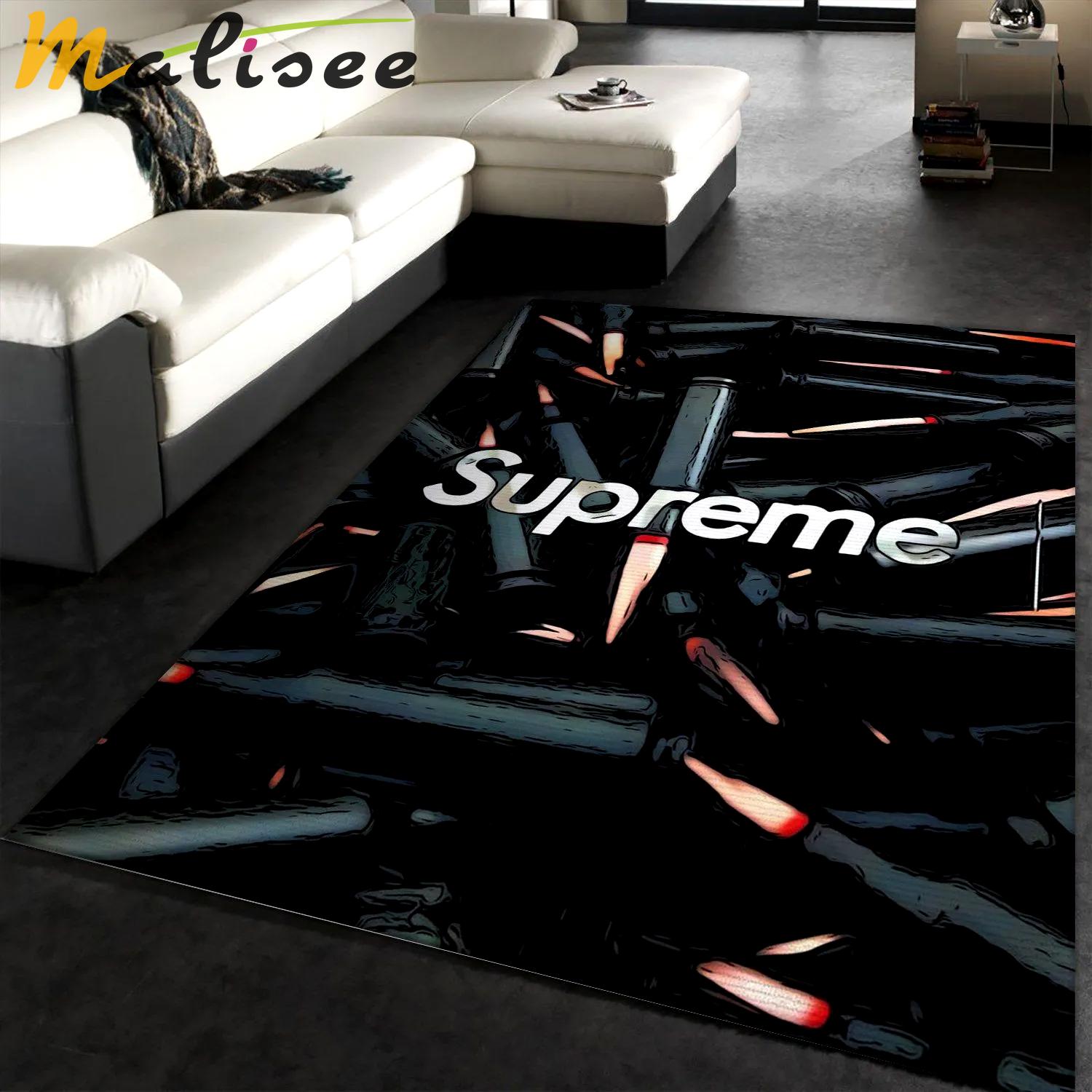 Supreme logo type 103. Upgrade Your Living Room with Luxury Home Decor: Area Carpets, Floor Decor, Door Mats, and Hot Gift Items with style a High-End Fashion Brand Rectangle Rug