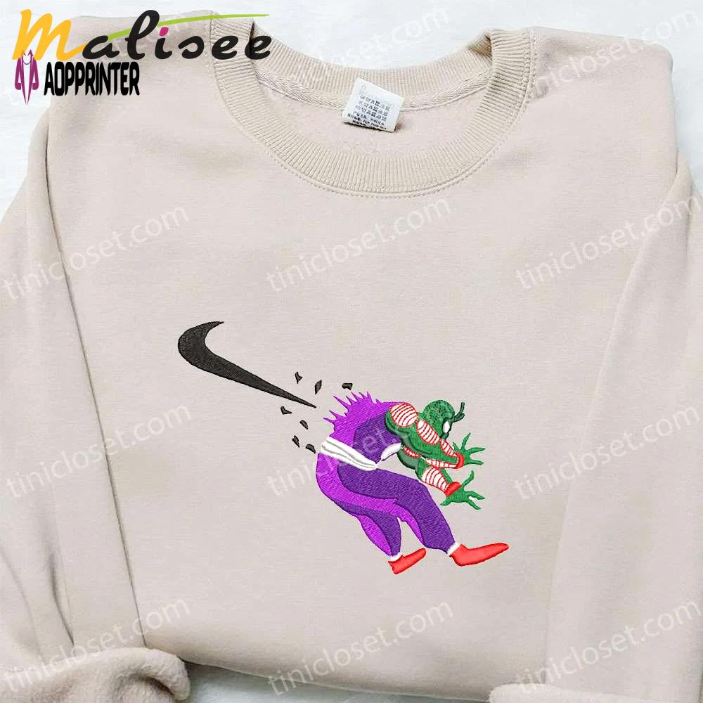 Swoosh x piccolo anime & dragon ball nike inspired embroidered t-shirt Embroidered Shirt