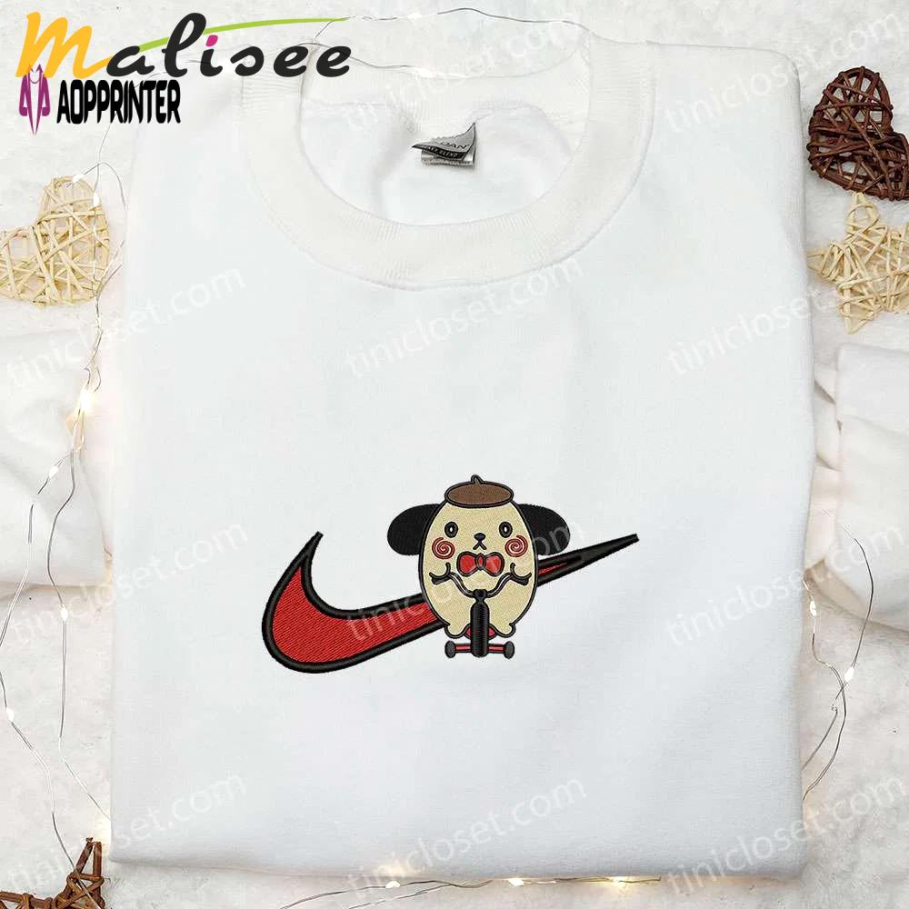 Swoosh x pompompurin jigsaw embroidered sweatshirt nike inspired shirt funny horror halloween t-shirt Embroidered Shirt