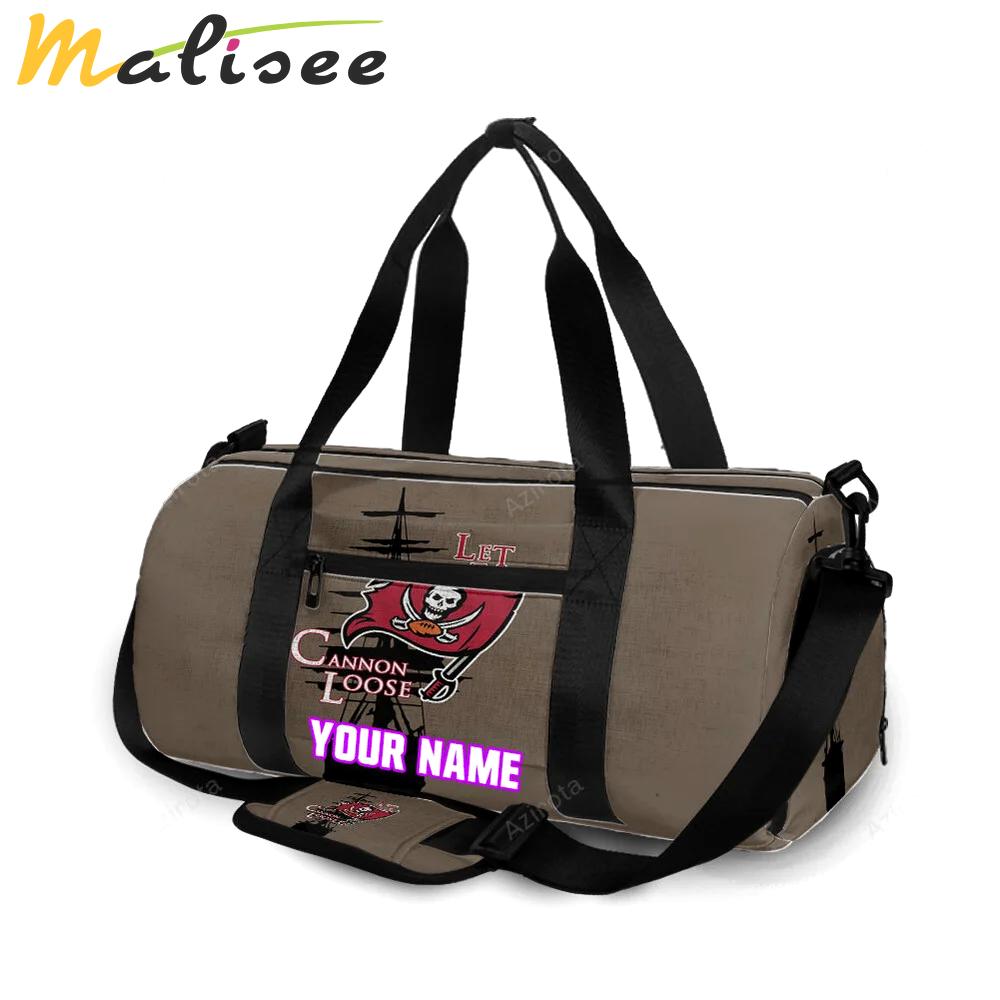 Tampa bay buccaneers let the cannon loose personalized name travel bag gym bag 2395 Travel Bag