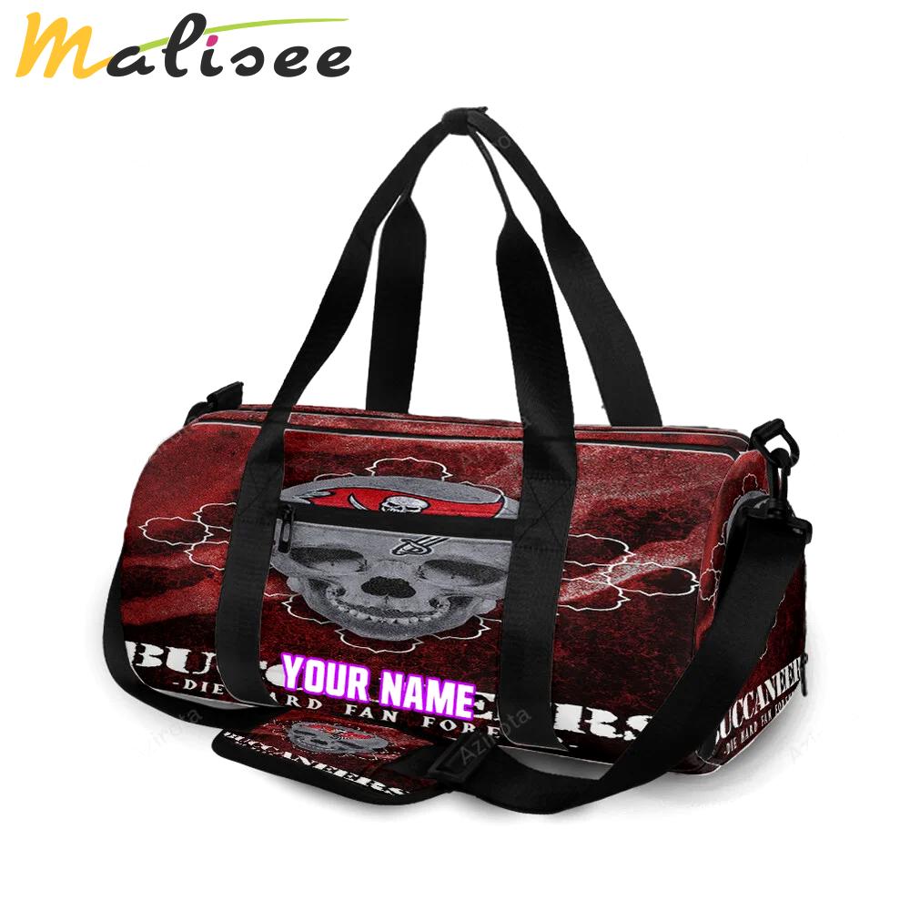 Tampa bay buccaneers skull v11 personalized name travel bag gym bag 2592 Travel Bag