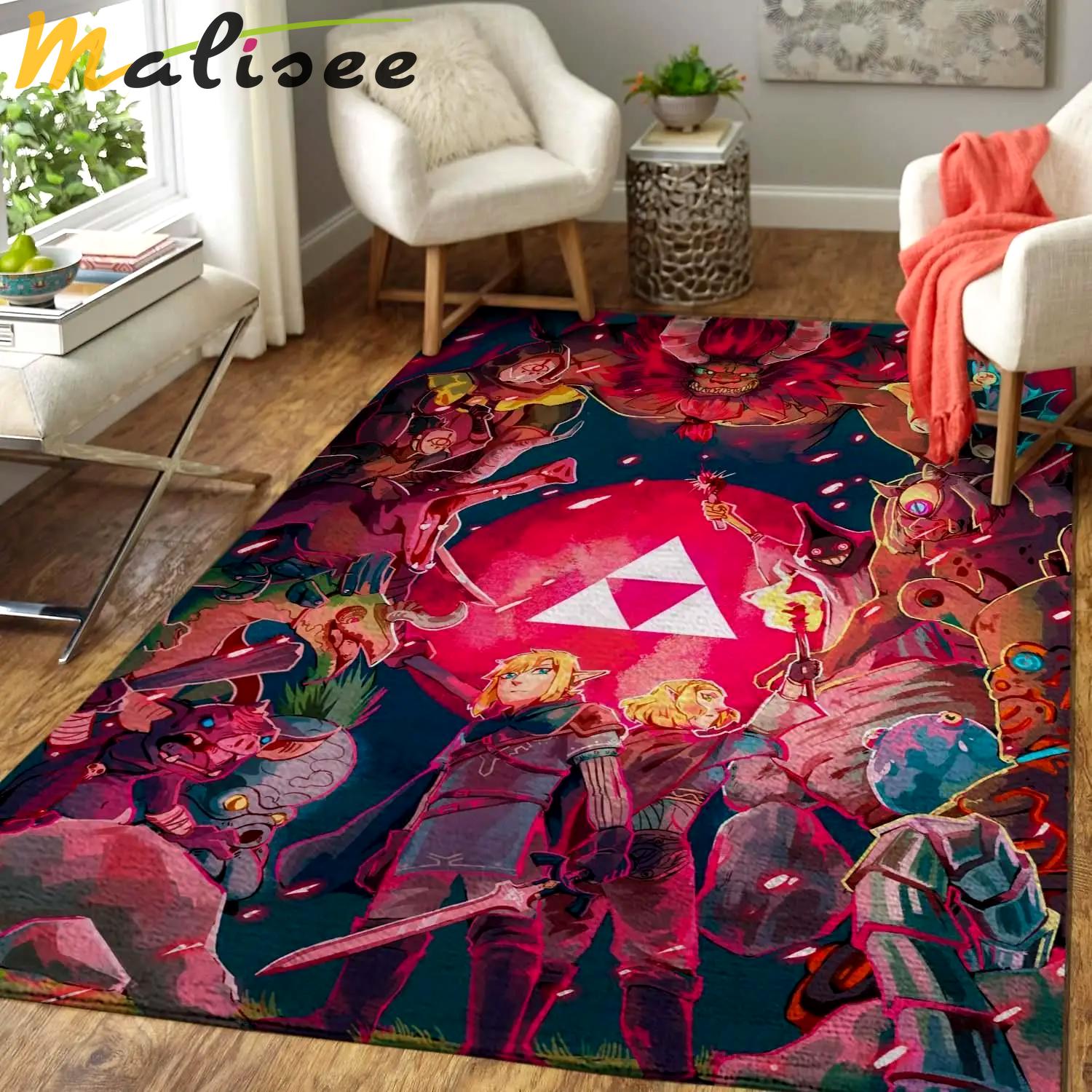Team logo skull flower style nice gift home decor rectangle area rug living room rug home decor Rectangle Rug