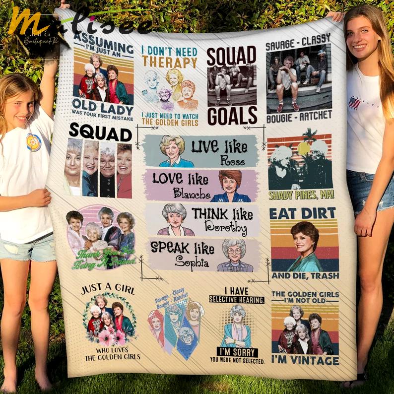 The golden girls full design fleece blanket, mink sherpa blanket, the golden girls blanket, golden girls fans gift, funny design quilt Quilt Blanket