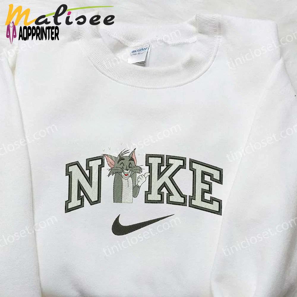 Tom heart x nike swoosh hoodie tom and jerry shirt: embroidered nike inspired tops Embroidered Shirt