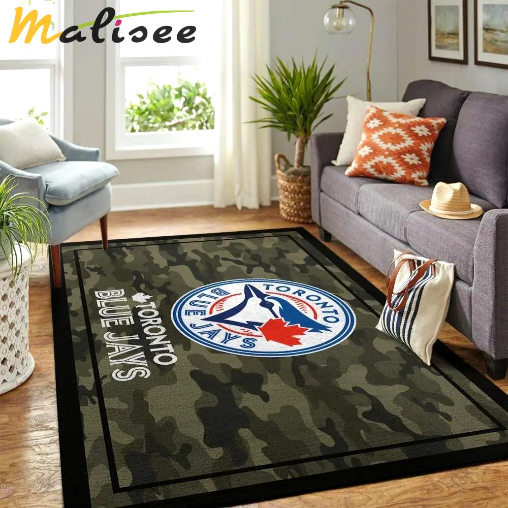 Toronto blue jays camo style area rug mlb baseball team logo carpet Rectangle Rug