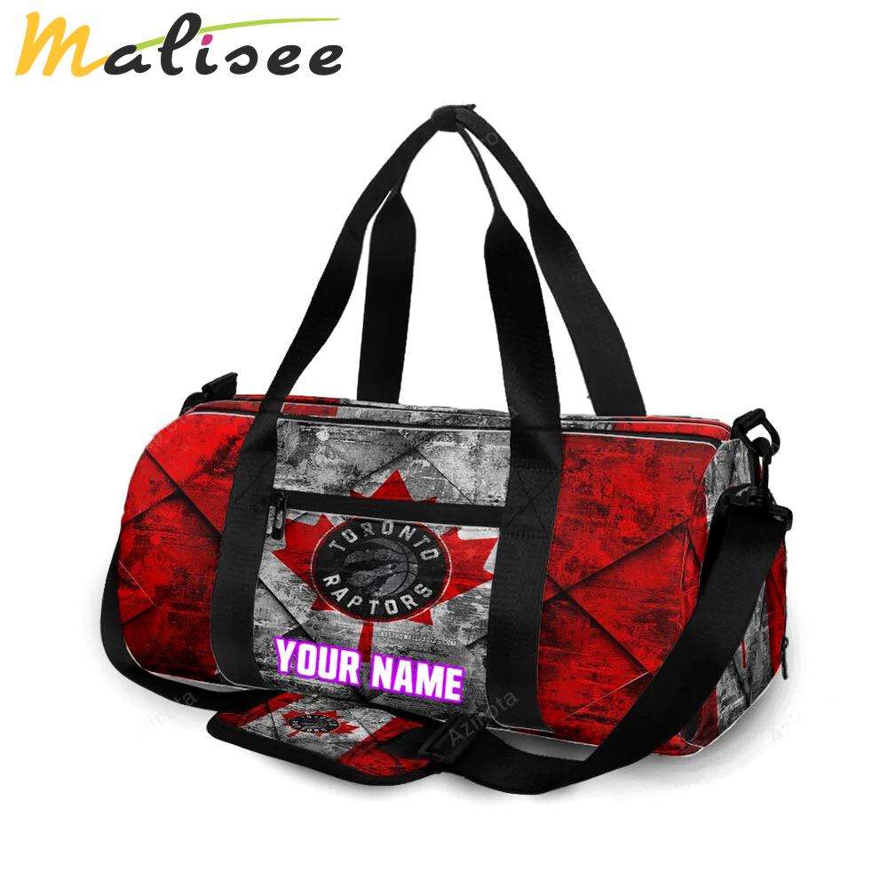 Toronto raptors red white leaf personalized name travel bag gym bag 2478 Travel Bag