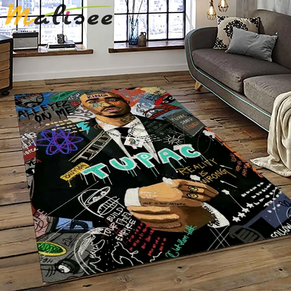 Tupac shakur rapper hiphop music rap carpet area rug home decor gift for fans gift for friends ts29 Rectangle Rug