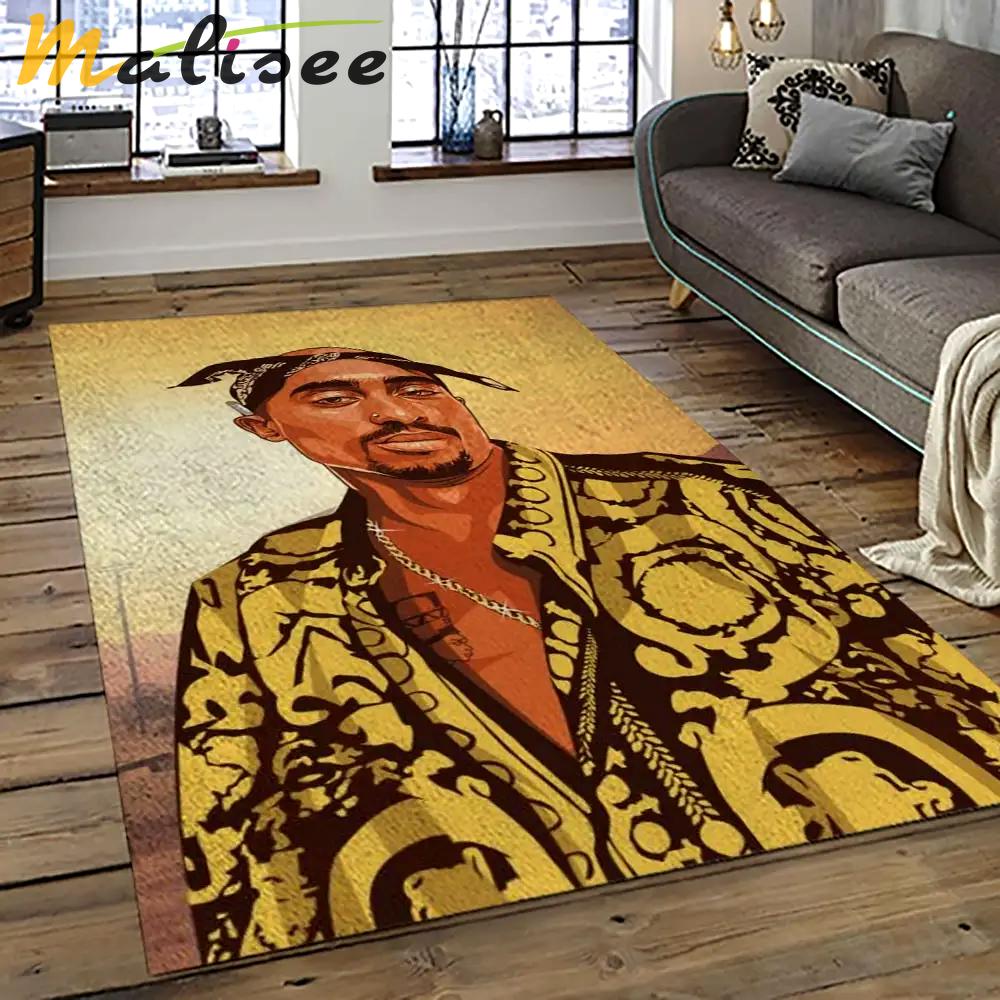 Tupac shakur rapper hiphop music rap carpet area rug home decor gift for fans gift for friends ts41 Rectangle Rug
