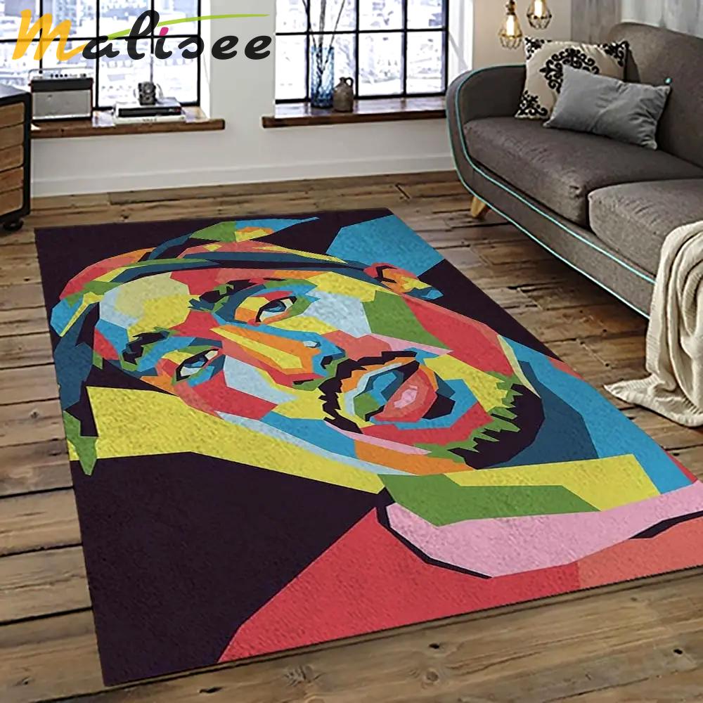 Tupac shakur rapper hiphop music rap carpet area rug home decor gift for fans gift for friends ts44 Rectangle Rug