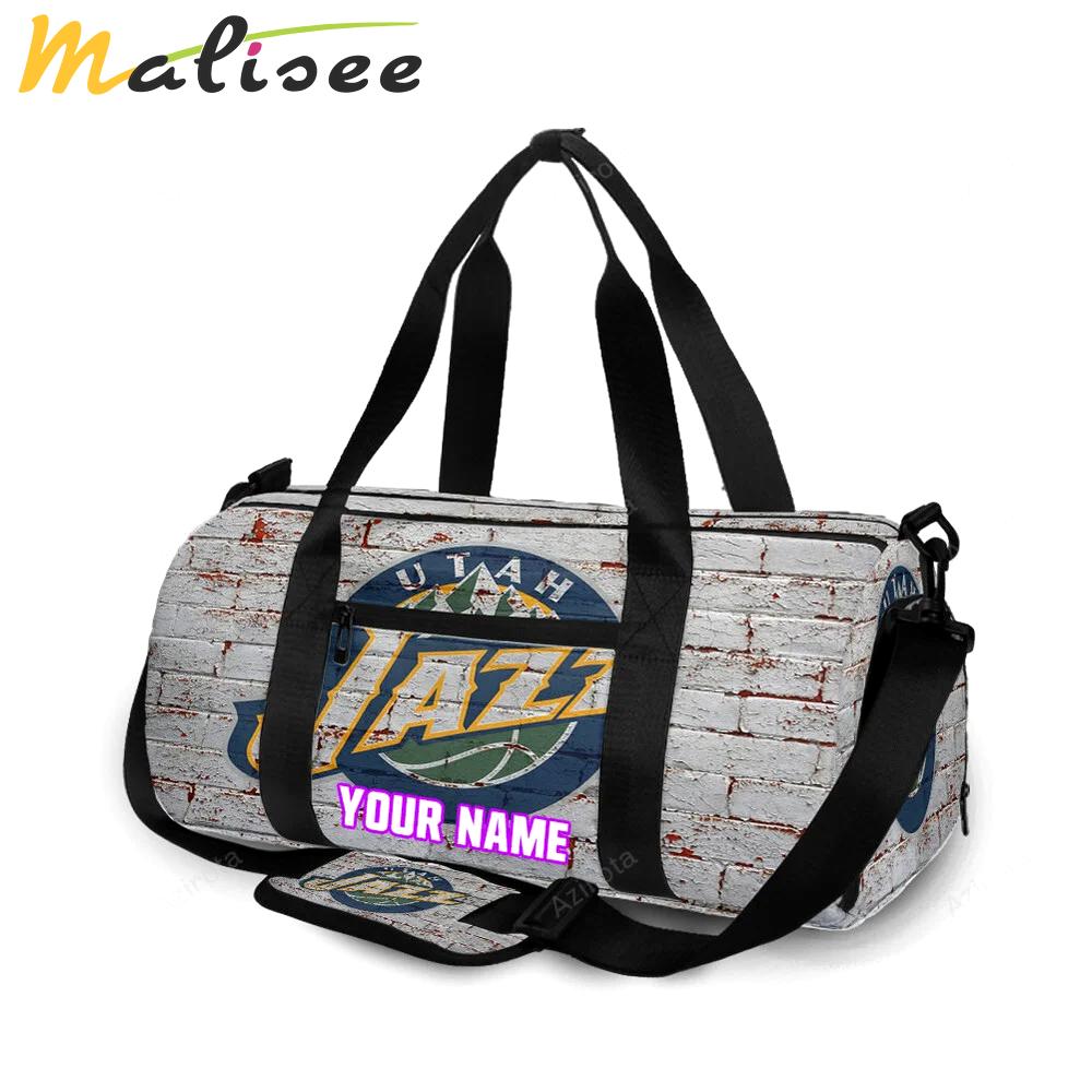 Utah jazz emblem v12 personalized name travel bag gym bag 2466 Travel Bag