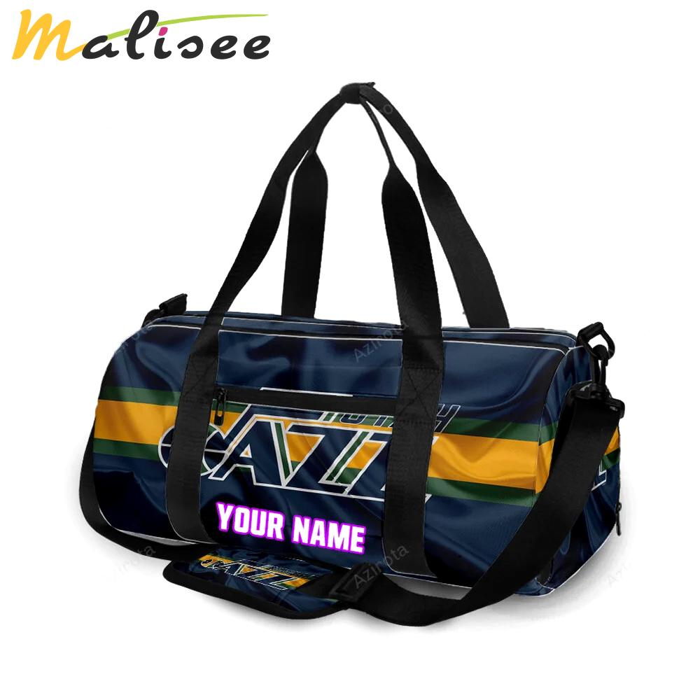 Utah jazz emblem v6 personalized name travel bag gym bag 2598 Travel Bag