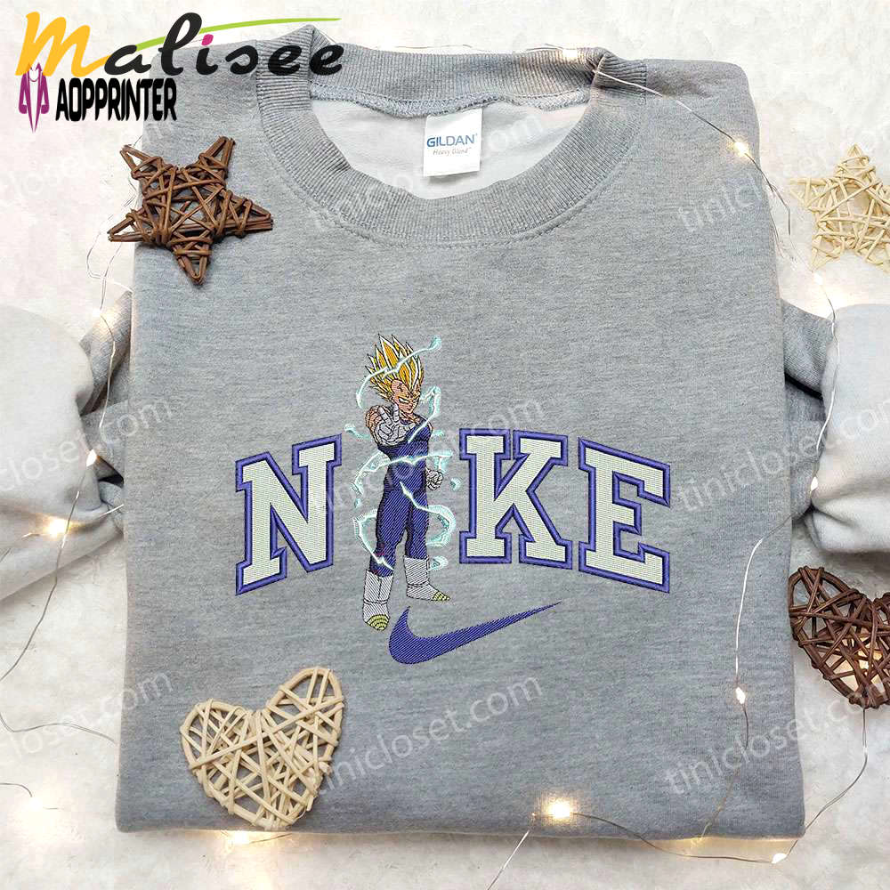 Vegeta x nike anime embroidered hoodie & dragon ball shirt nike inspired embroidery Embroidered Shirt