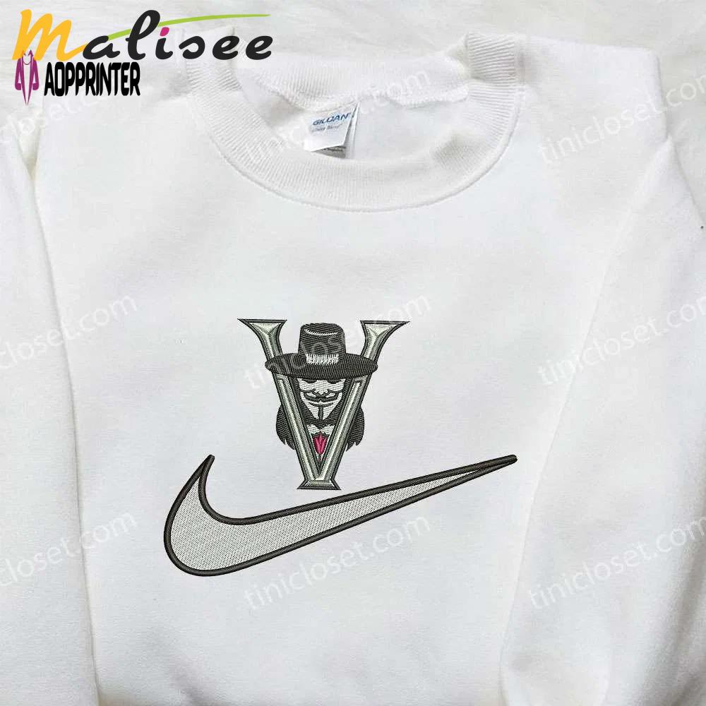 Vendetta x nike hoodie & embroidered shirts: movie-inspired nike swoosh collection Embroidered Shirt