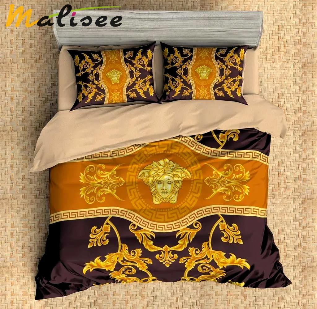 Versace brown golden logo type 117 Bedding Sets luxury ideas bed linen home decor covers bedclothes bedspread hyperbeast Bedroom blankets premium fashion brand sheets duvet