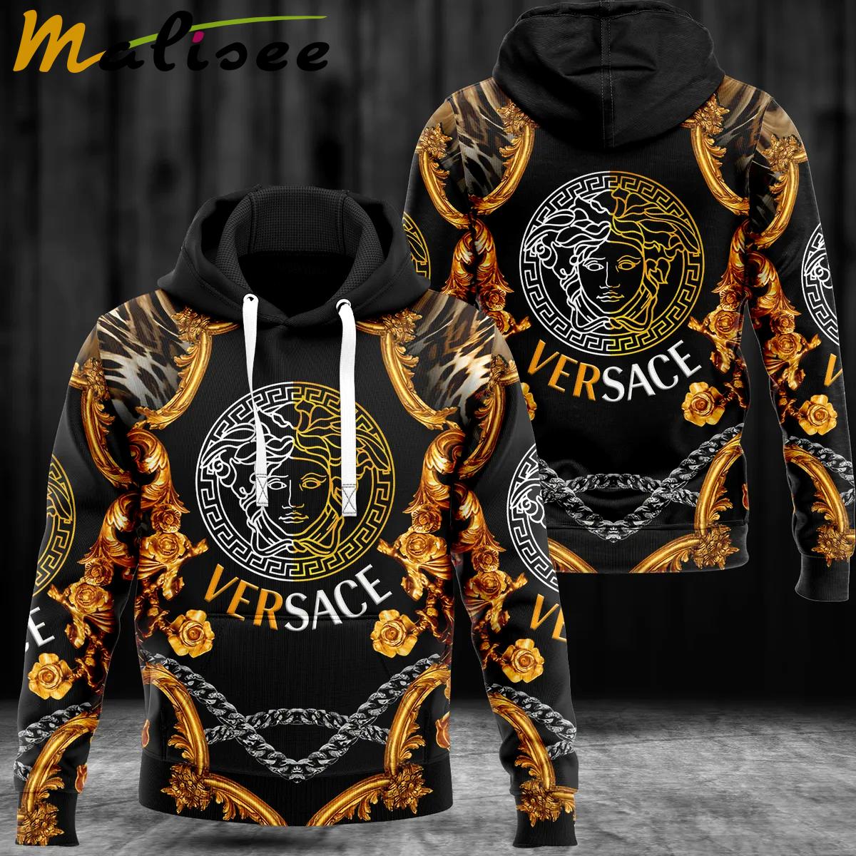 Versace golden luxury unisex premium hoodie luxury brand outfit for men women Hoodie 3D