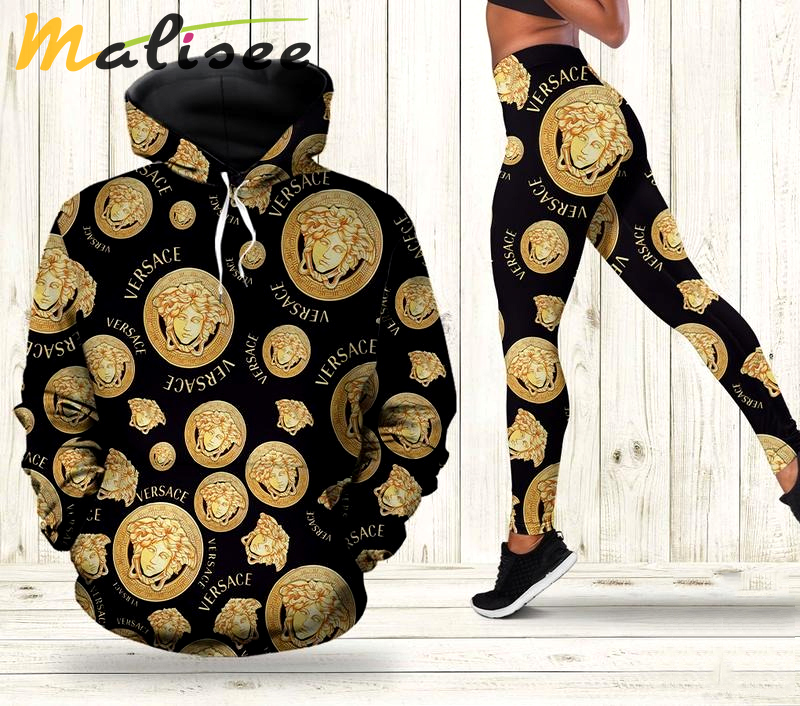 Versace logo seamless pattern 3d hoodie and leggings set 289 hcst 9 Hoodie Leggings Set