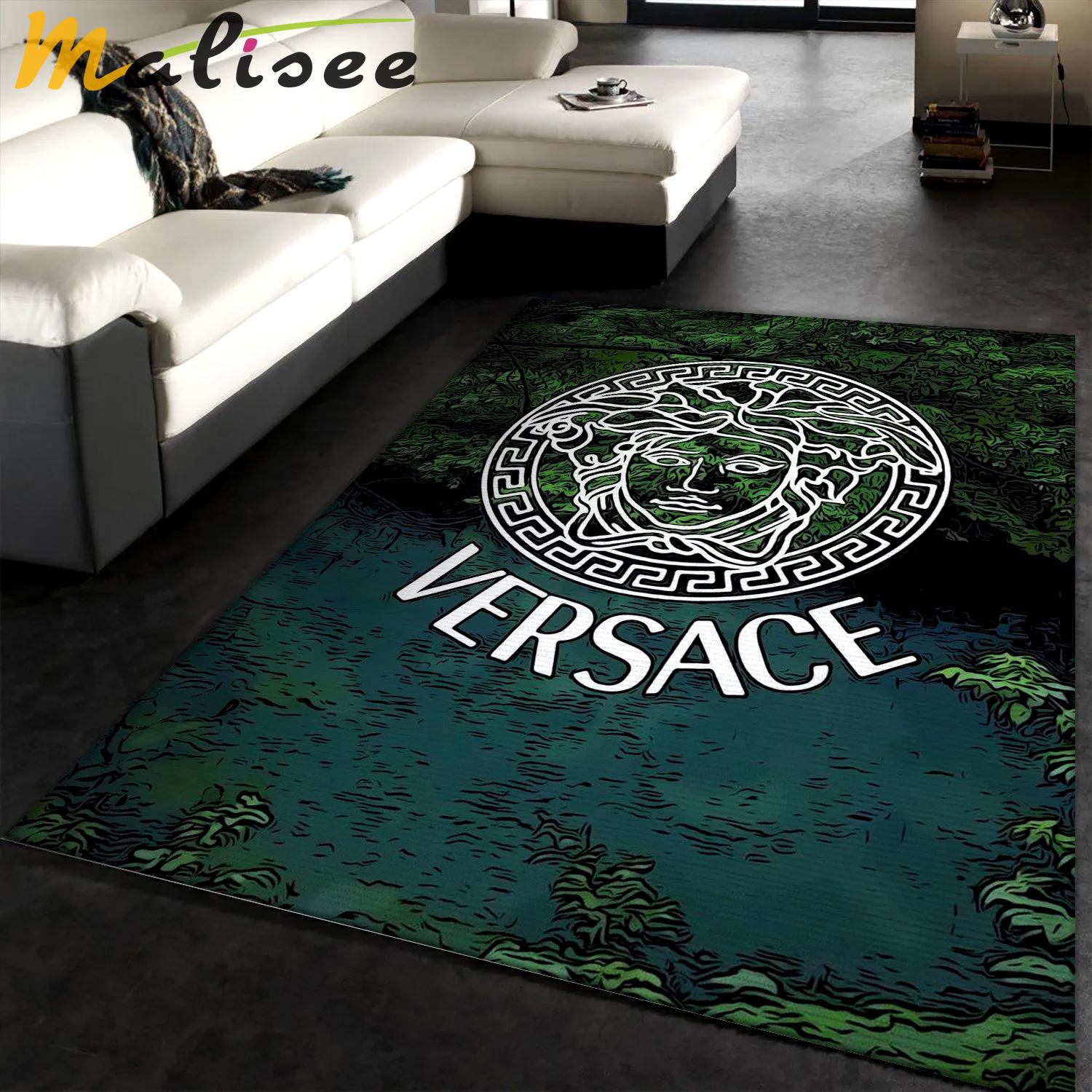 Versace logo type 408. Upgrade Your Living Room with Luxury Home Decor: Area Carpets, Floor Decor, Door Mats, and Hot Gift Items with style a High-End Fashion Brand Rectangle Rug