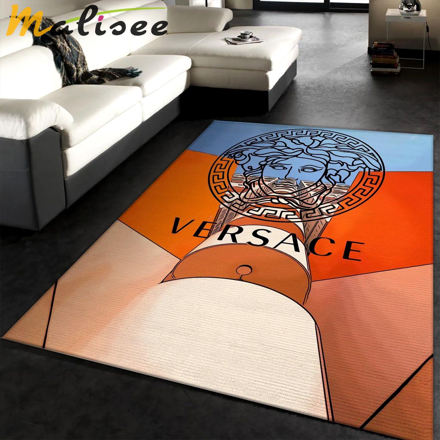 Versace logo type 424. Upgrade Your Living Room with Luxury Home Decor: Area Carpets, Floor Decor, Door Mats, and Hot Gift Items with style a High-End Fashion Brand Rectangle Rug