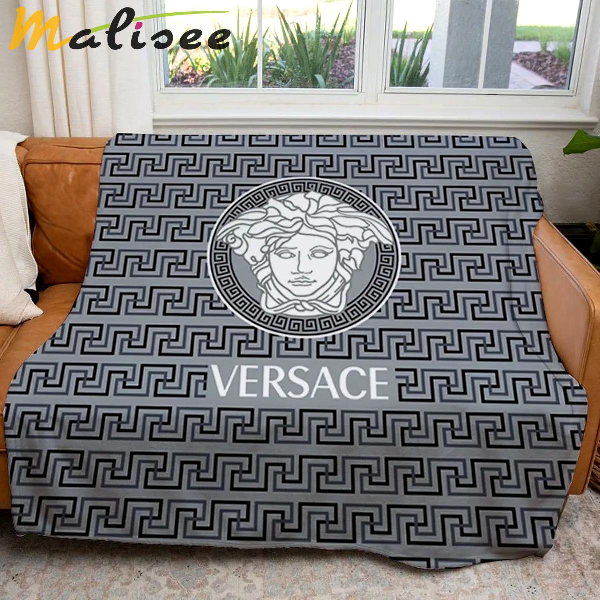 Versace medusa grey luxury brand premium blanket fleece home decor 59 Blanket Fleece