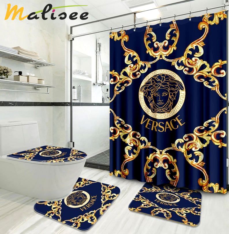Versace type 3 shower curtain waterproof luxury bathroom mat set hot 2023 32 Bathroom Accessory Sets