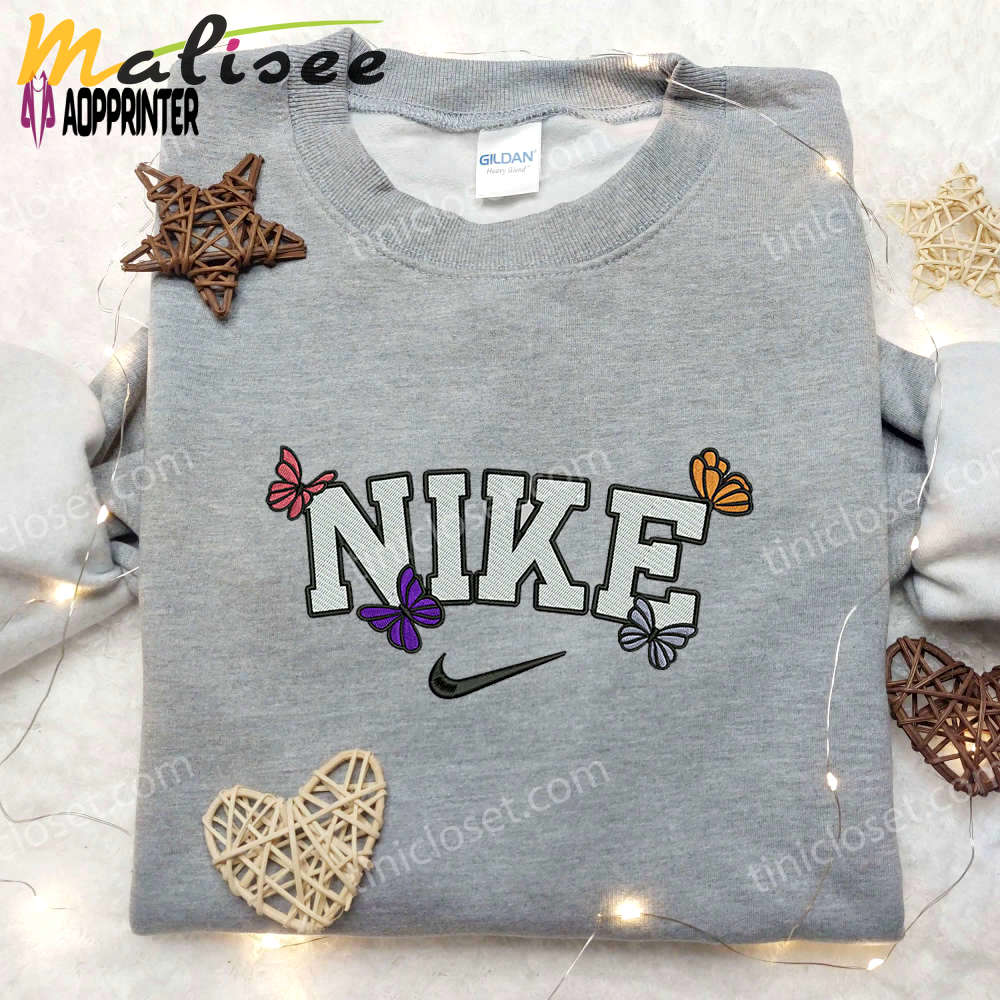 Vibrant colors butterfly x nike embroidered shirt – stylish and inspired nike shirt Embroidered Shirt