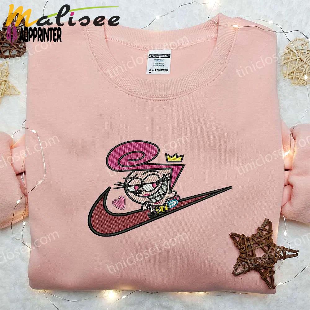 Wanda fairywinkle x nike hoodie: fairly oddparents & nike inspired embroidered shirt Embroidered Shirt