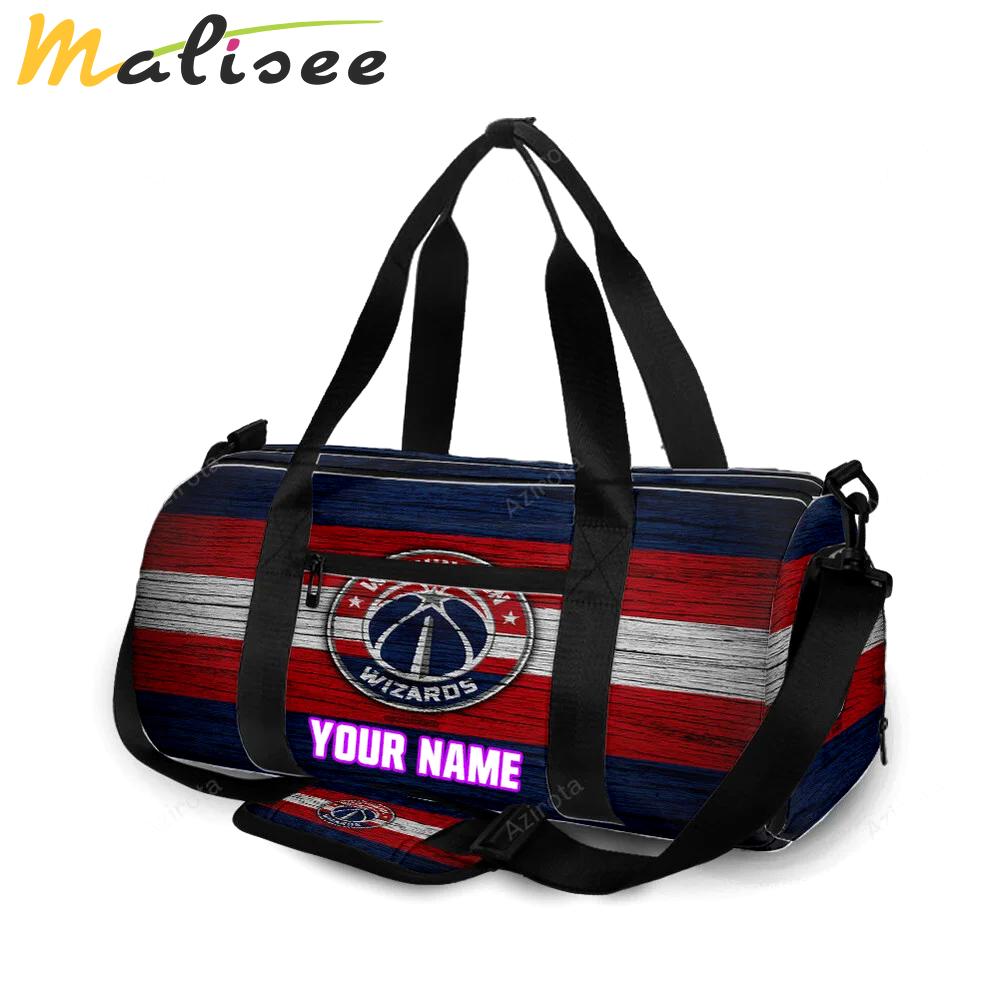 Washington wizards red white wood personalized name travel bag gym bag 2622 Travel Bag