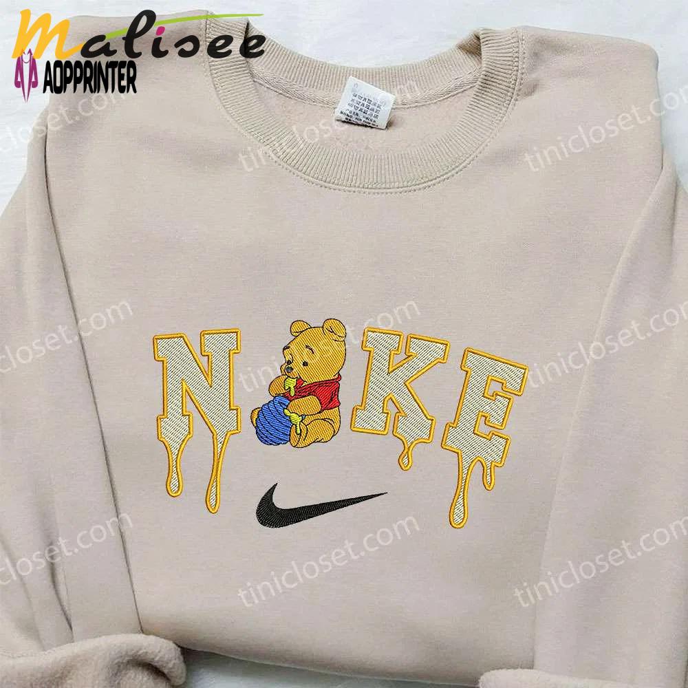 Winnie the pooh x nike embroidered sweatshirt: stylish and comfortable collaboration Embroidered Shirt