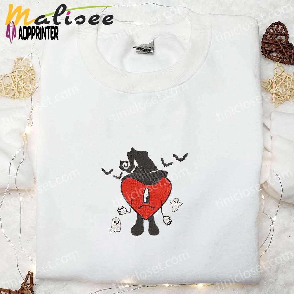 Witch bad bunny embroidered sweatshirt: halloween hoodie perfect family gifts Embroidered Shirt