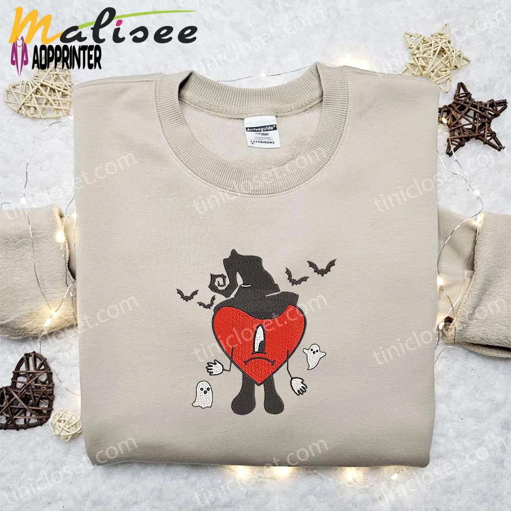 Witch bad bunny embroidered sweatshirt – spooky halloween hoodie perfect family gifts Embroidered Shirt